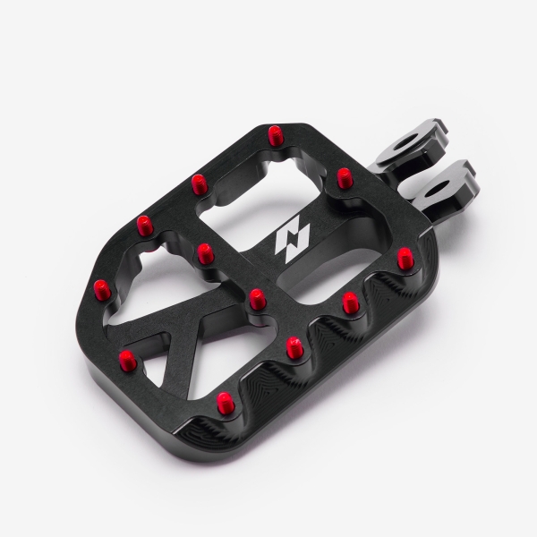 Second image of Full-E Charged Black Foot Pegs with 7075 Red Anodized Pins